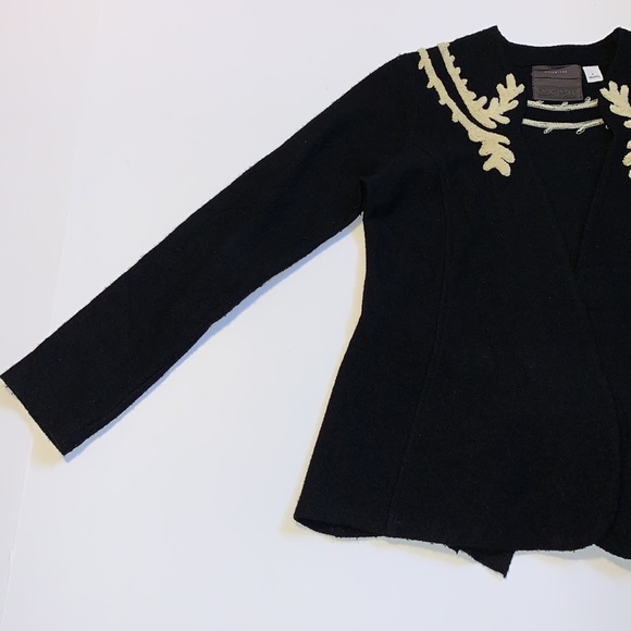 Anthropologie Guinevere Black Felted Wool Cardigan - Women’s Size Medium - Picture 2 of 7